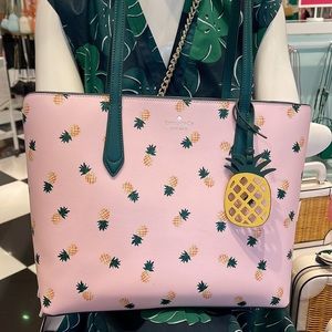 Kate Spade Marlee Pineapples Printed Tote Pink Multi